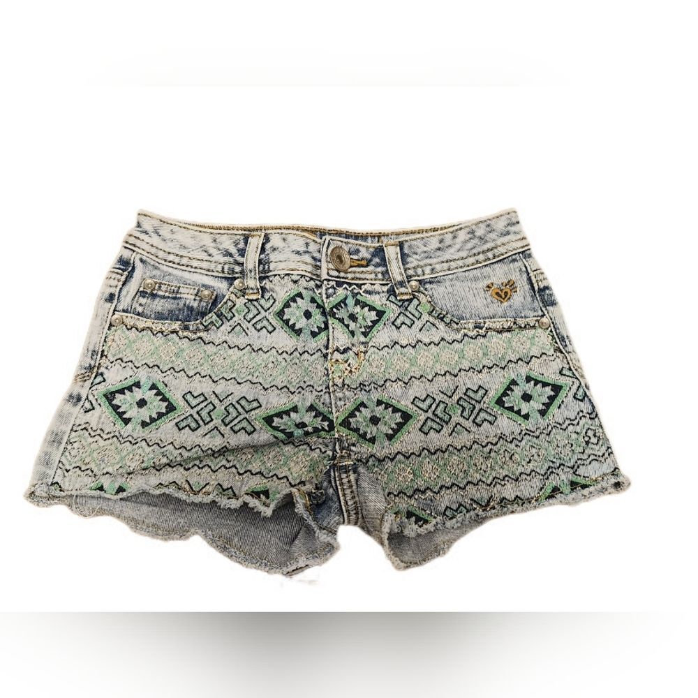 Girls Justice Denim Tribal Print Shorts Size 10R